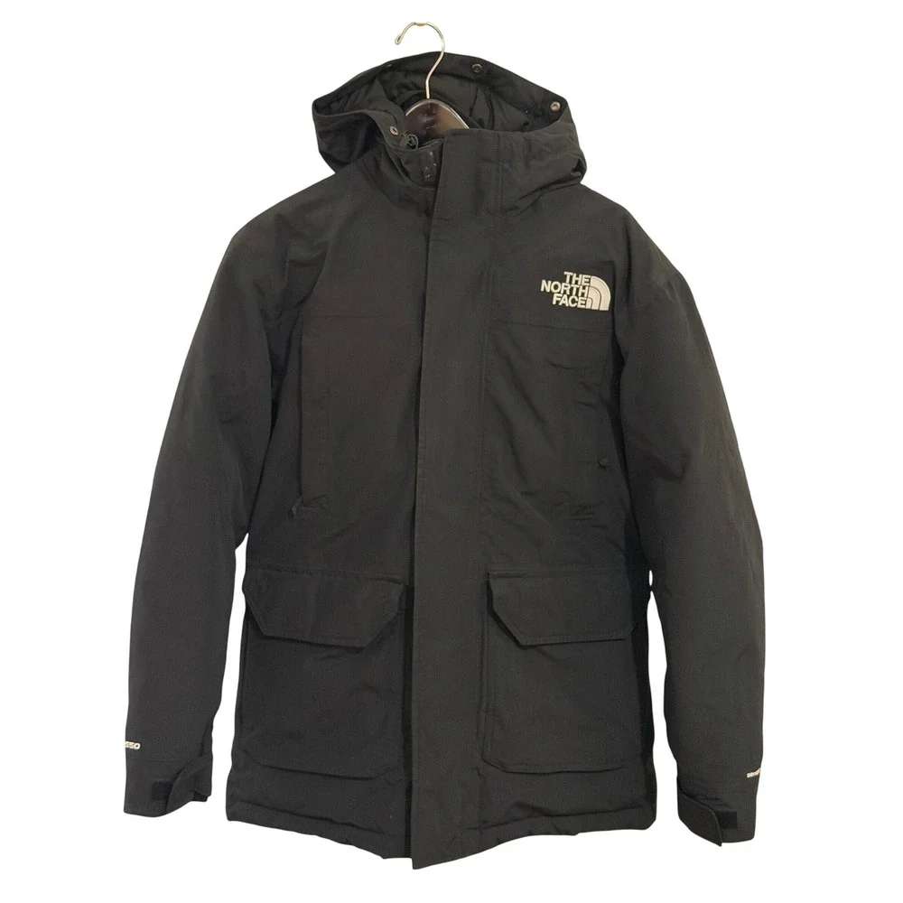 The North Face Down Parka Mens Small Black 550-Fill DryVent Hooded Jacket‎